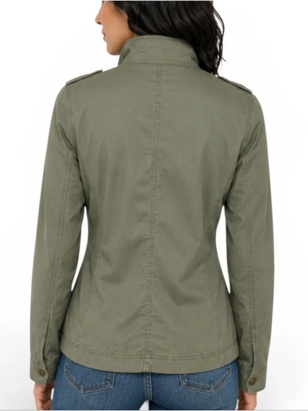 Style & Co Olive Green Utility Jacket Petite Medium - Picture 2 of 9
